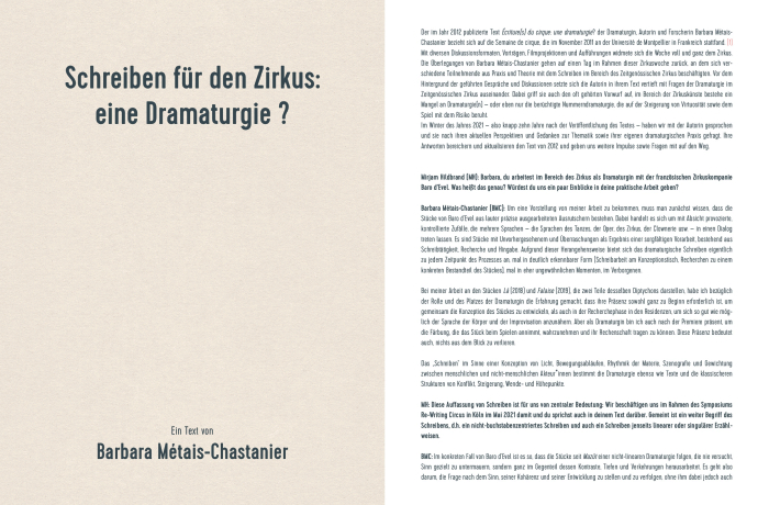 Writing for the circus: a dramaturgy?