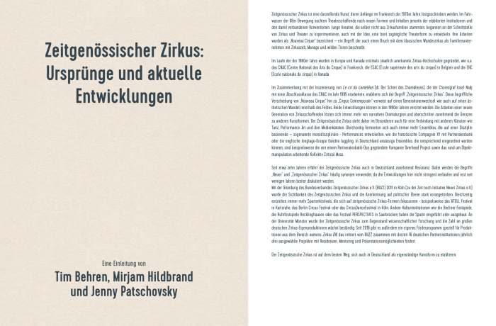 Contemporary Circus: Origins and today's developments