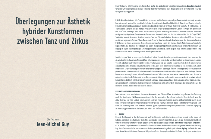 Reflections on the aesthetics of hybrid art forms between dance and circus