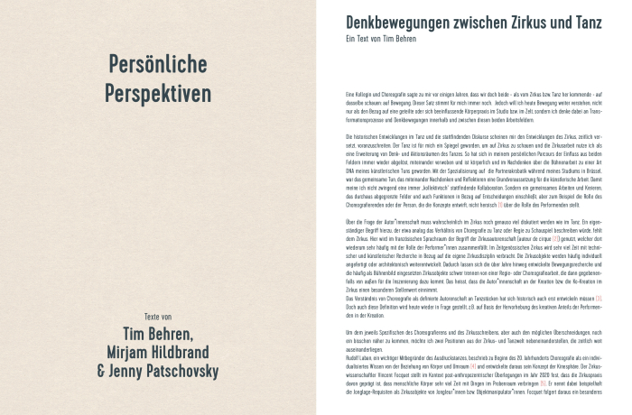 Thought movements between circus and dance